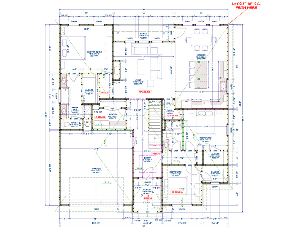 Joplin Farmhouse main level floor plan